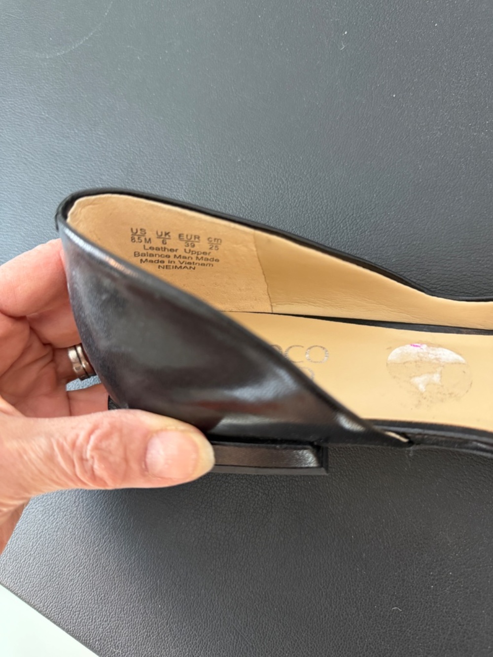 Franco Sarto Black Pointed Toe D'Orsay Flats - Picture 4 of 5